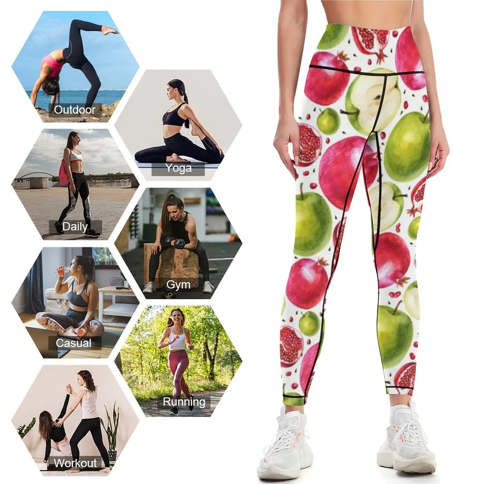 Aquarellmuster. Granatapfel un – Yoga Fitness Apple Bewertung und Preis